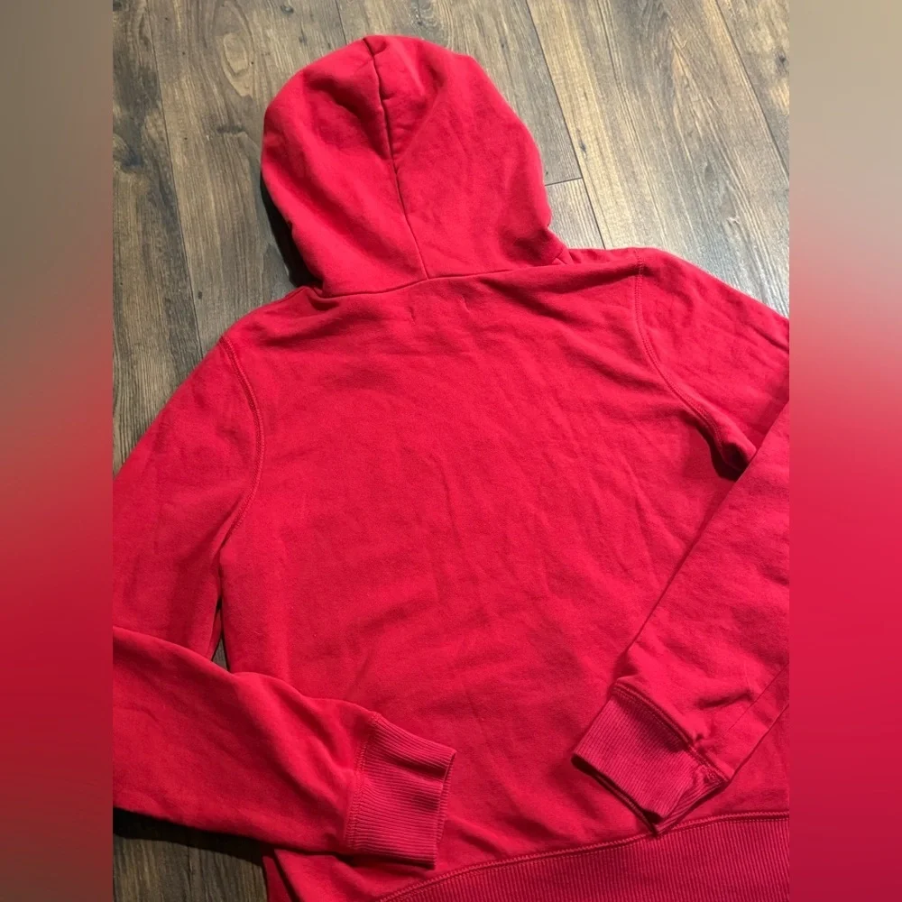 Hollister Co. Women's Script Logo Red Hoodie Sweatshirt Size Large Y2K Style